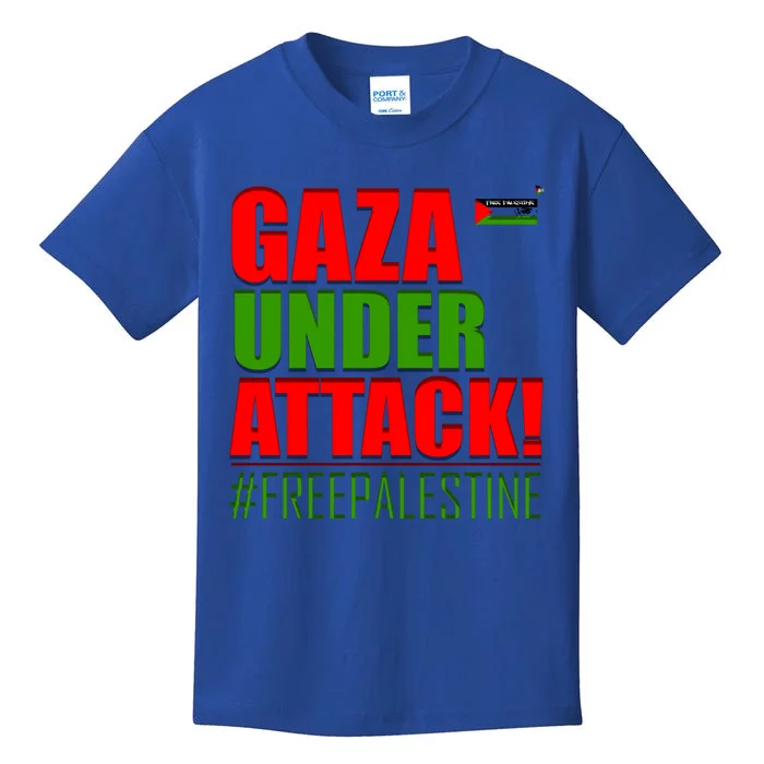 Free Palestine Gaza Under Attack Palestine Flag Cute Gift Kids T-Shirt