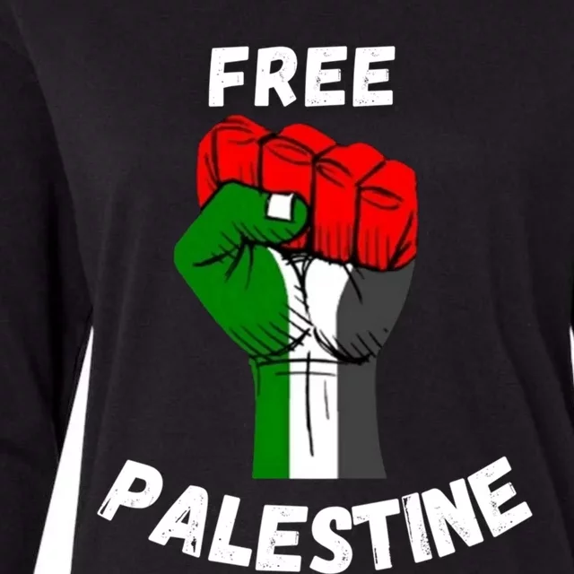 Free Palestine Gaza Arabic Flag Great Gift Womens Cotton Relaxed Long Sleeve T-Shirt