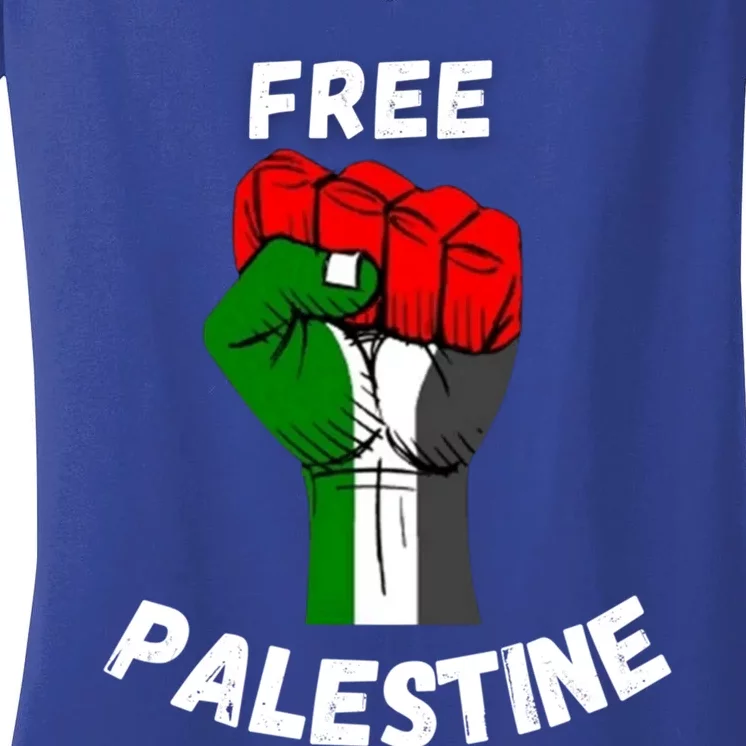 Free Palestine Gaza Arabic Flag Great Gift Women's V-Neck T-Shirt