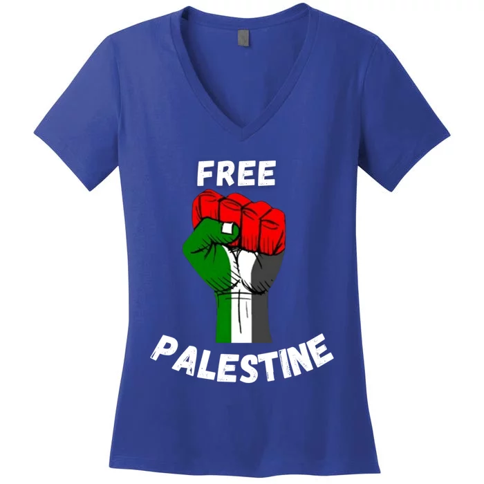 Free Palestine Gaza Arabic Flag Great Gift Women's V-Neck T-Shirt