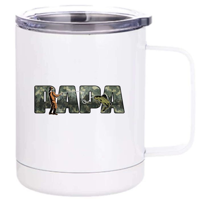 Fishing Papa Gift For Father's Day Front & Back 12oz Stainless Steel Tumbler Cup