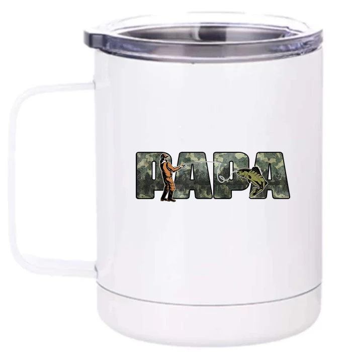 Fishing Papa Gift For Father's Day Front & Back 12oz Stainless Steel Tumbler Cup