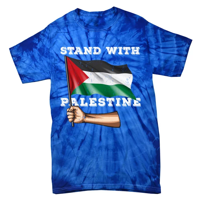 Free Palestine Gaza Flag Arabic Freedom Distressed Vintage Great Gift Tie-Dye T-Shirt