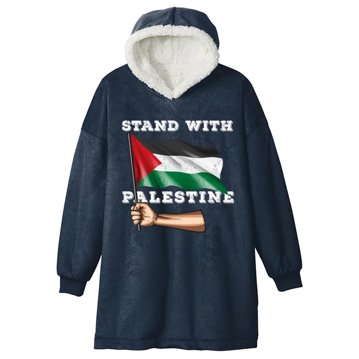 Free Palestine Gaza Flag Arabic Freedom Distressed Vintage Great Gift Hooded Wearable Blanket