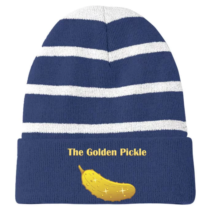 Fun Pickleball, Golden Pickle, Pickleball For Life Striped Beanie with Solid Band