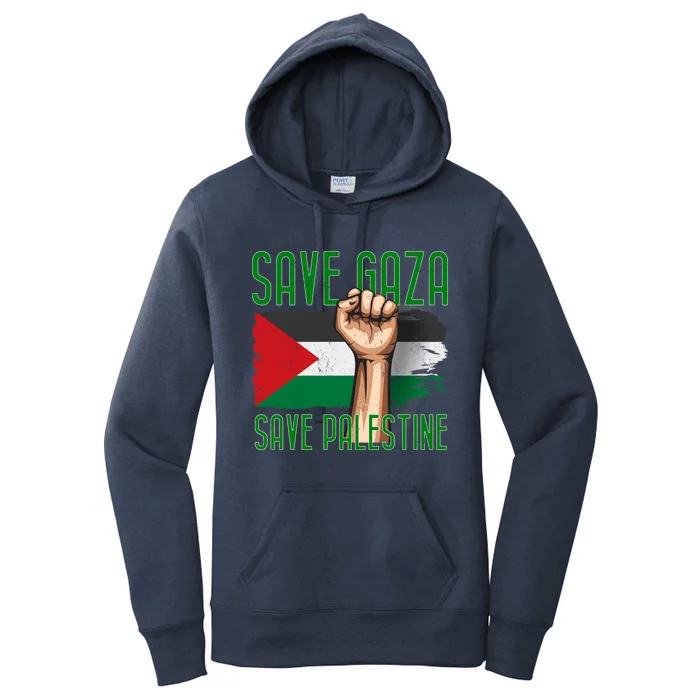 Free Palestine Gaza Flag Arabic Freedom Distressed Vintage Cute Gift Women's Pullover Hoodie