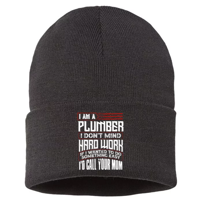 Funny Plumber Gift For Plumbing Dad FatherS Day Sustainable Knit Beanie