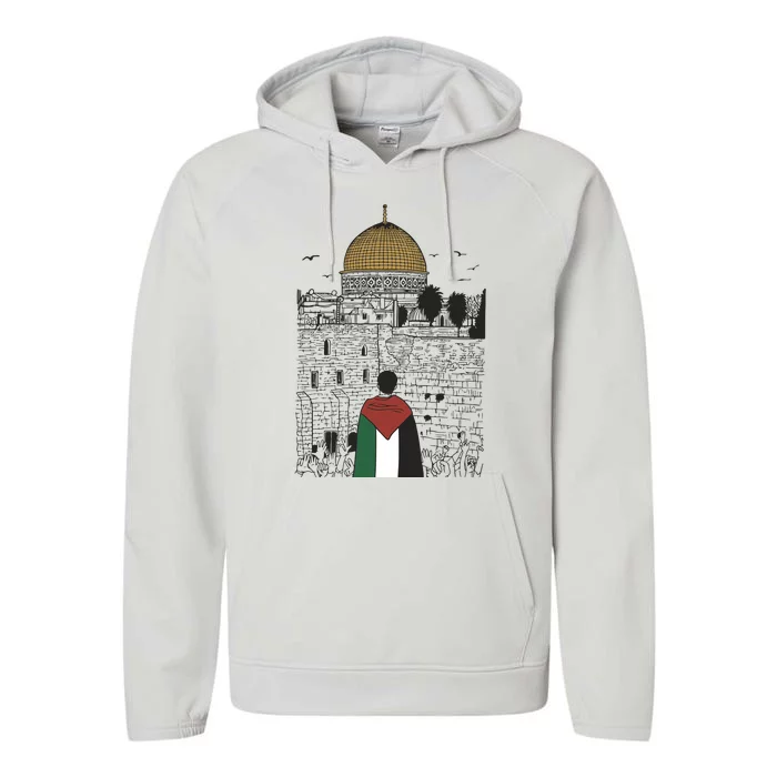 Free Palestine Gaza Palestine Support Performance Fleece Hoodie