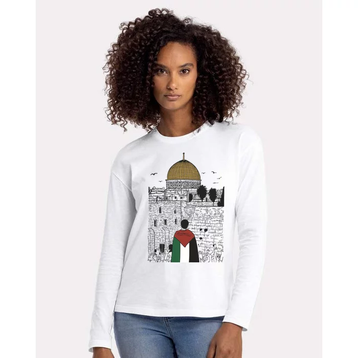 Free Palestine Gaza Palestine Support Womens Cotton Relaxed Long Sleeve T-Shirt