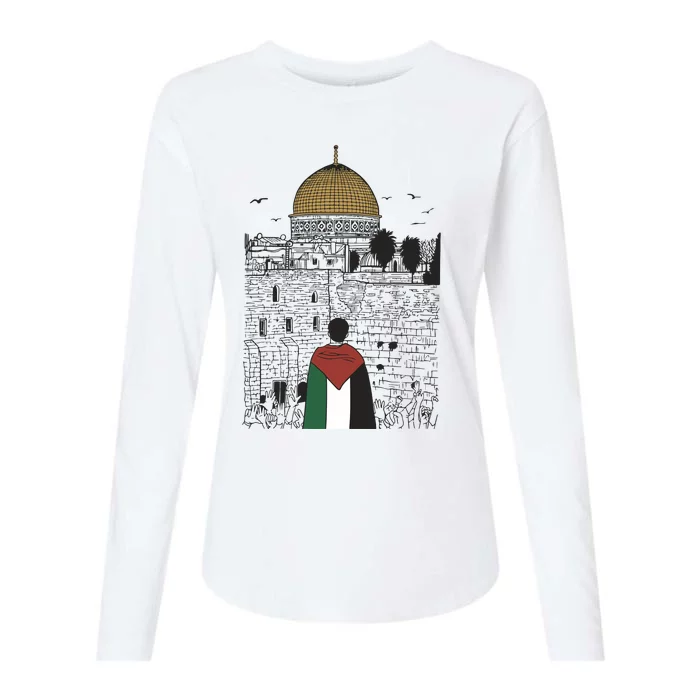 Free Palestine Gaza Palestine Support Womens Cotton Relaxed Long Sleeve T-Shirt