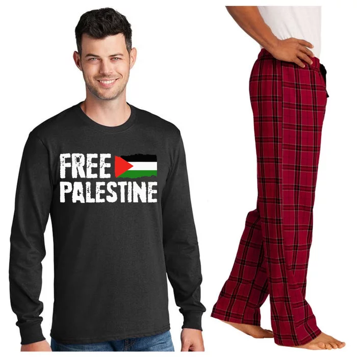 Free Palestine Gaza Flag Arabic Freedom for Palestinians Long Sleeve Pajama Set