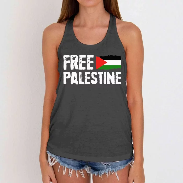 Free Palestine Gaza Flag Arabic Freedom for Palestinians Women's Knotted Racerback Tank