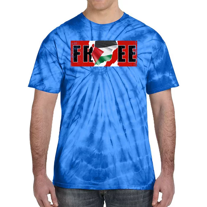 Free Palestine Gaza Flag Arabic Freedom Vintage Funny Gift Tie-Dye T-Shirt