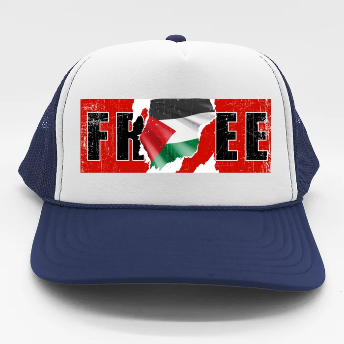 Free Palestine Gaza Flag Arabic Freedom Vintage Funny Gift Trucker Hat