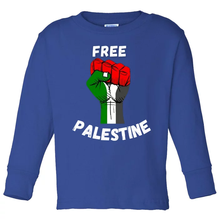 Free Palestine Gaza Arabic Flag Gift Toddler Long Sleeve Shirt