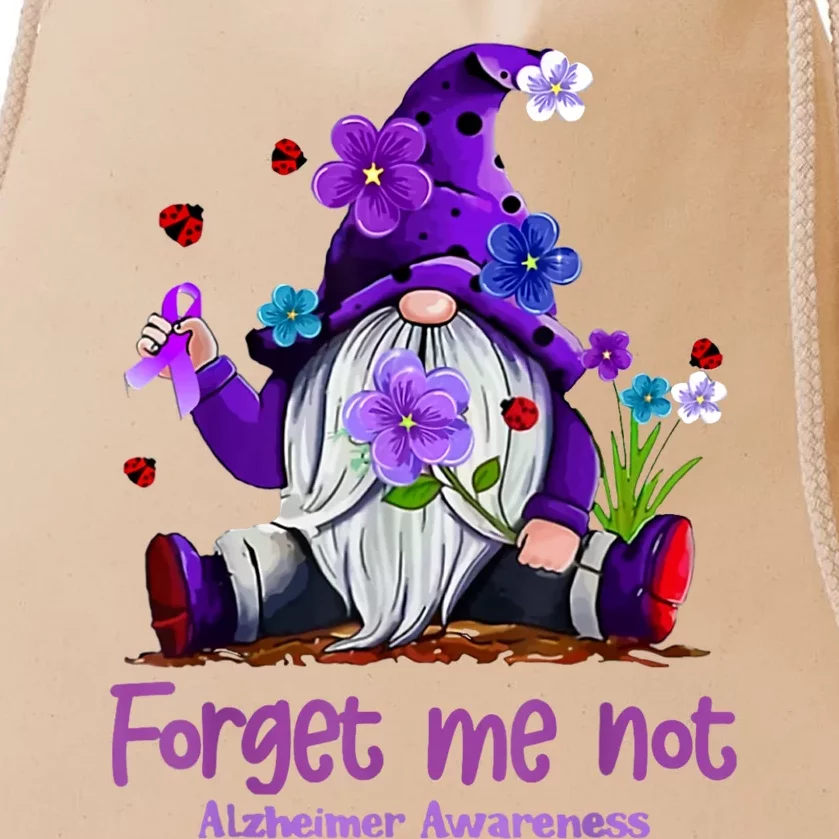 Forget Purple Gnome Me Not Purple Alzheimers Awareness Drawstring Bag