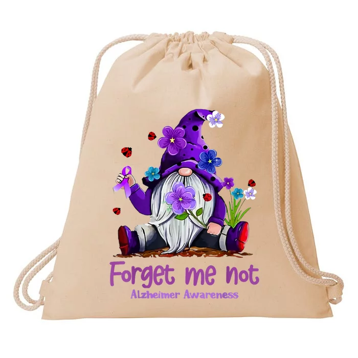 Forget Purple Gnome Me Not Purple Alzheimers Awareness Drawstring Bag