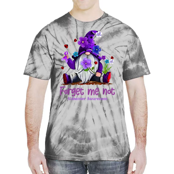 Forget Purple Gnome Me Not Purple Alzheimers Awareness Tie-Dye T-Shirt