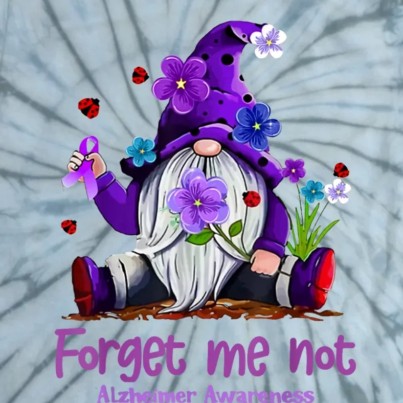 Forget Purple Gnome Me Not Purple Alzheimers Awareness Tie-Dye T-Shirt