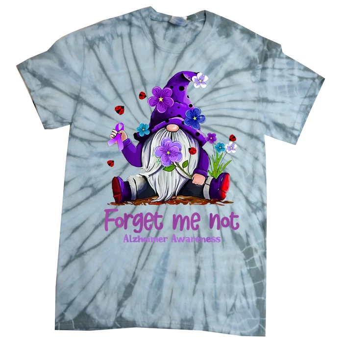 Forget Purple Gnome Me Not Purple Alzheimers Awareness Tie-Dye T-Shirt