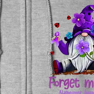 Forget Purple Gnome Me Not Purple Alzheimers Awareness Full Zip Hoodie