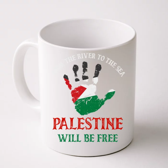 Free Palestine Gaza Flag Arabic Will Be Free Distressed Gift Front & Back Coffee Mug