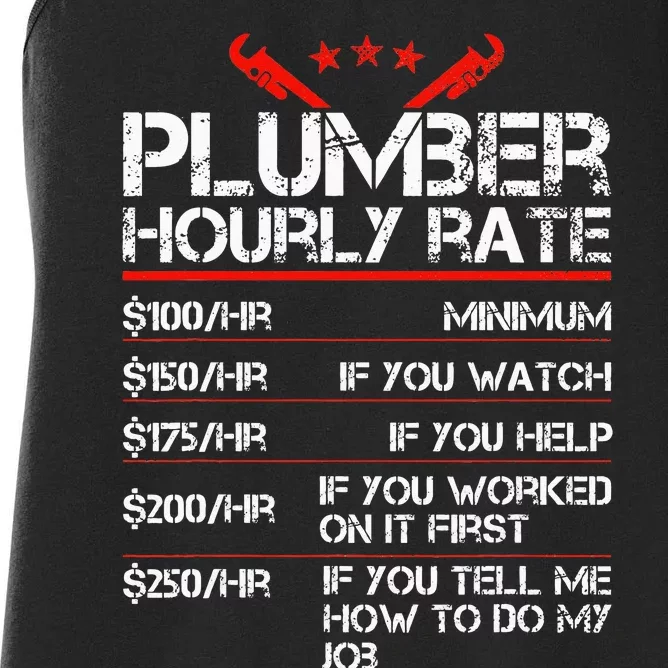 Funny Plumber Gifts Plumber Hourly Labor Rates Plumber Women's Racerback Tank