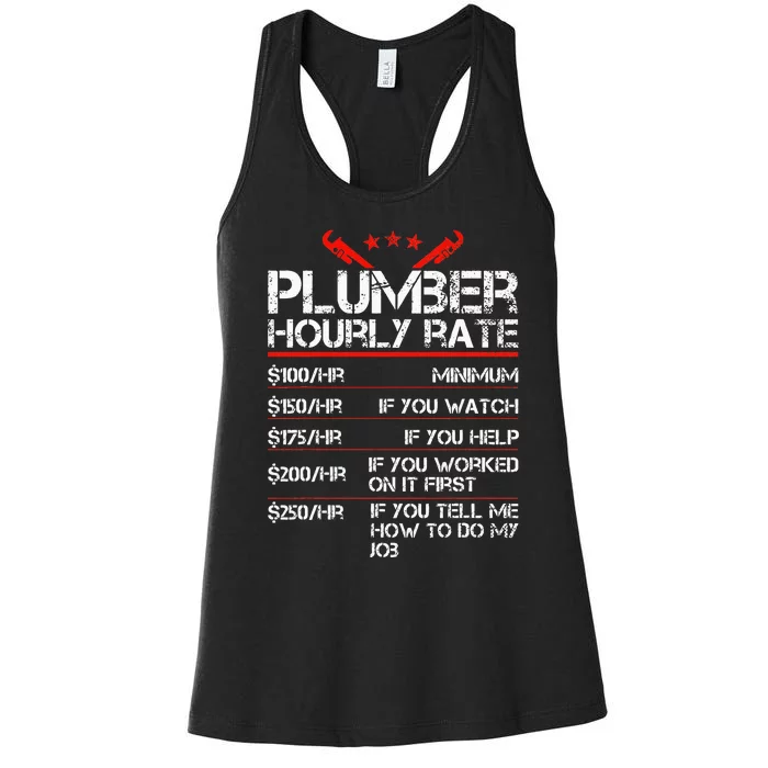 Funny Plumber Gifts Plumber Hourly Labor Rates Plumber Women's Racerback Tank