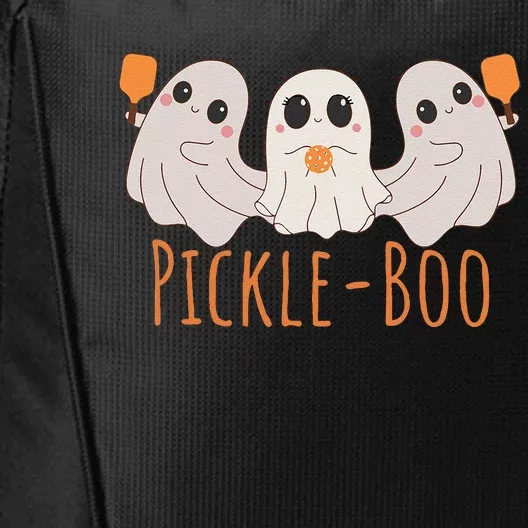 Fun Pickleboo Ghost Playing Pickleball Halloween Paddleball Gift City Backpack