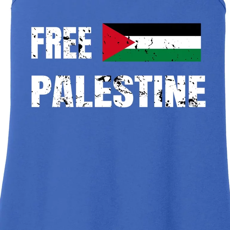 Free Palestine Gaza Flag Arabic Freedom For Palestinians Cool Gift Ladies Essential Tank