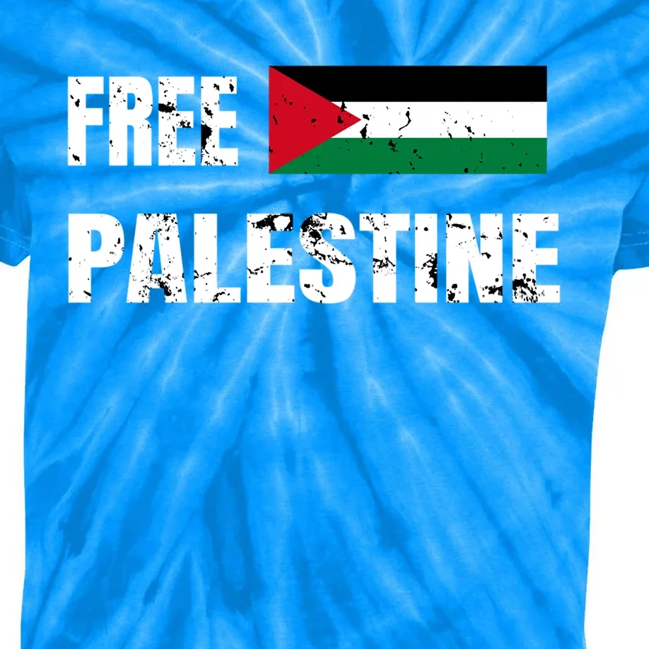 Free Palestine Gaza Flag Arabic Freedom For Palestinians Cool Gift Kids Tie-Dye T-Shirt