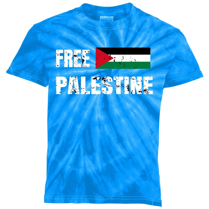 Free Palestine Gaza Flag Arabic Freedom For Palestinians Cool Gift Kids Tie-Dye T-Shirt