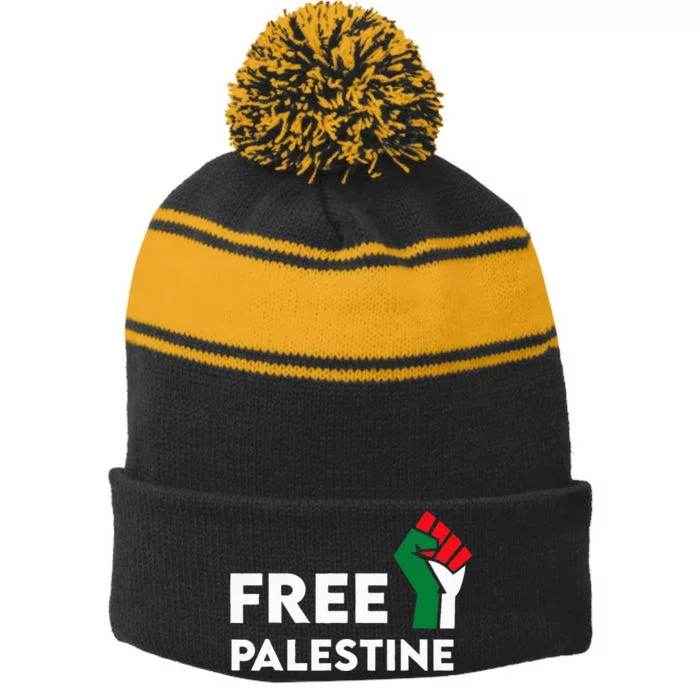 Free Palestine Gaza Flag Freedom for Palestinians Stripe Pom Pom Beanie