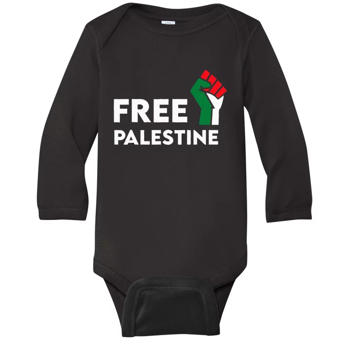 Free Palestine Gaza Flag Freedom for Palestinians Baby Long Sleeve Bodysuit