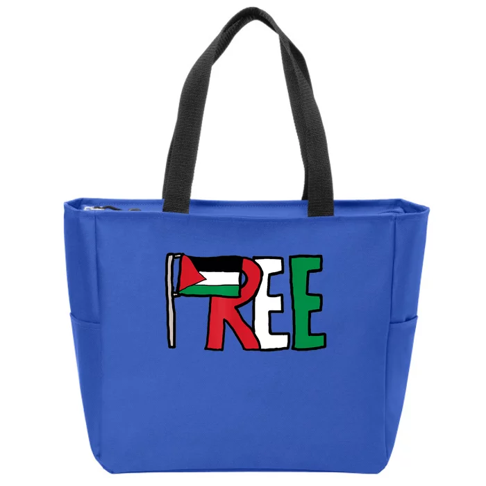 Free Palestine Gaza Palestinian Flag Zip Tote Bag