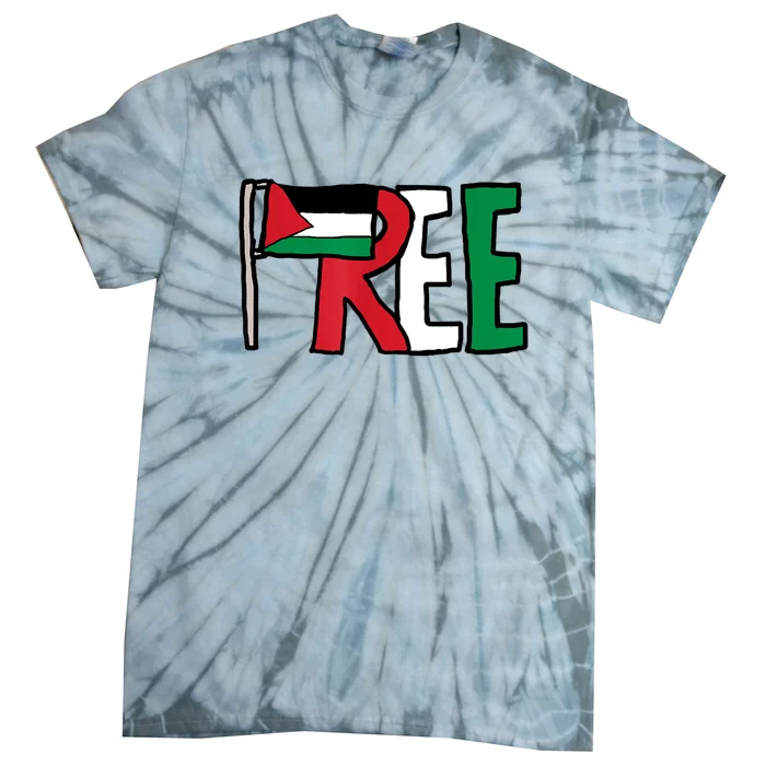 Free Palestine Gaza Palestinian Flag Tie-Dye T-Shirt