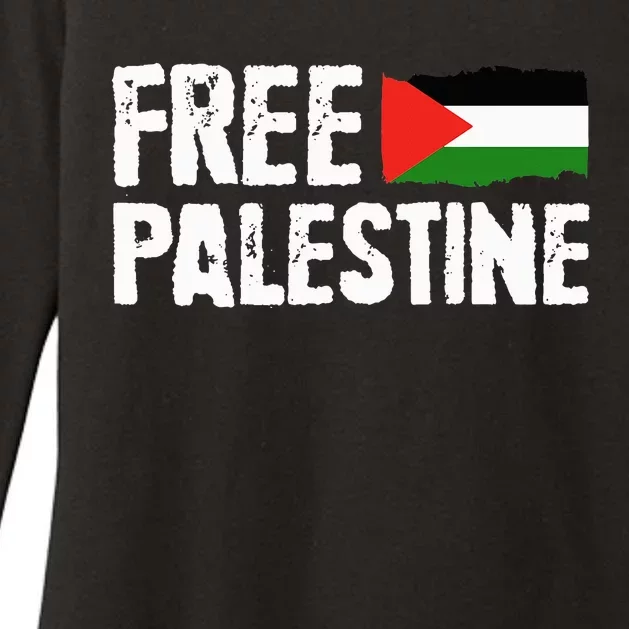 Free Palestine Gaza Flag Arabic Freedom for Palestinians Womens CVC Long Sleeve Shirt