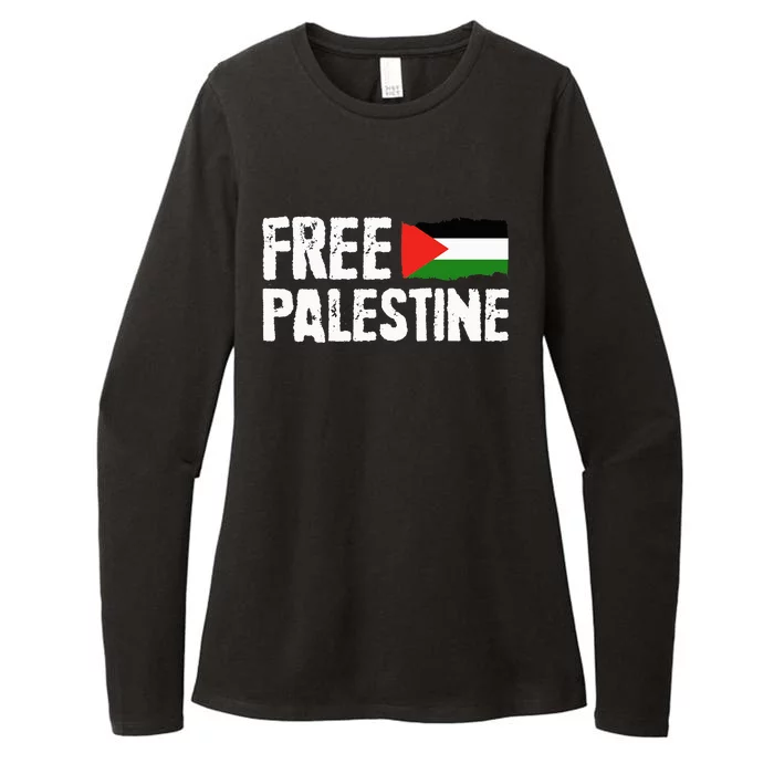 Free Palestine Gaza Flag Arabic Freedom for Palestinians Womens CVC Long Sleeve Shirt