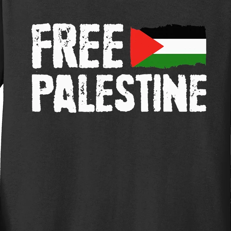 Free Palestine Gaza Flag Arabic Freedom for Palestinians Kids Long Sleeve Shirt