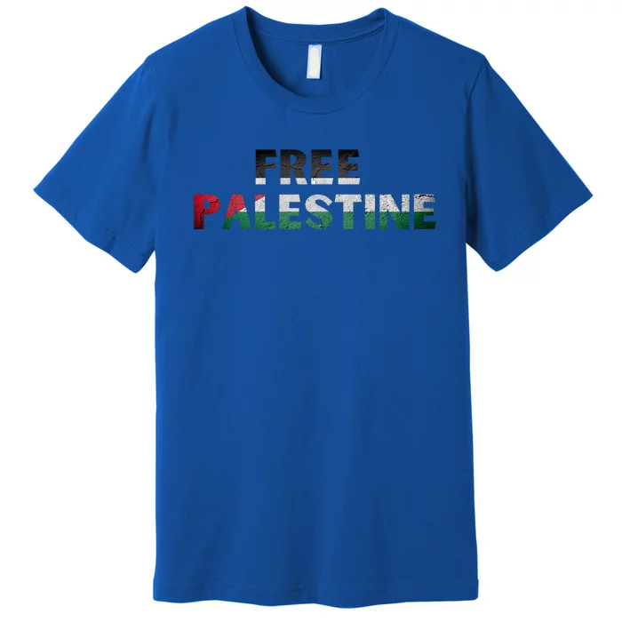 Free Palestine Gaza Flag Arabic Gift Premium T-Shirt