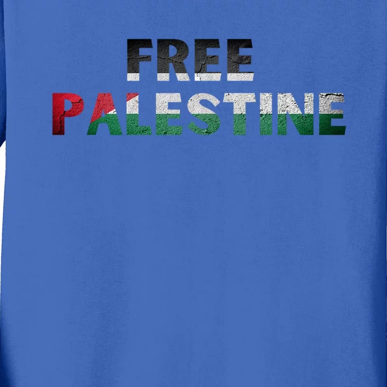 Free Palestine Gaza Flag Arabic Gift Kids Long Sleeve Shirt