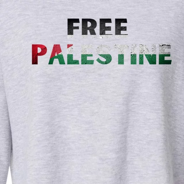 Free Palestine Gaza Flag Arabic Gift Cropped Pullover Crew