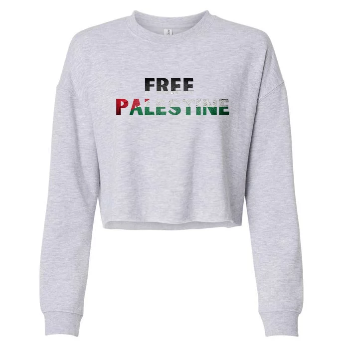 Free Palestine Gaza Flag Arabic Gift Cropped Pullover Crew