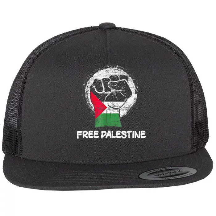 Free Palestine Gaza Palestinian Flag Flat Bill Trucker Hat