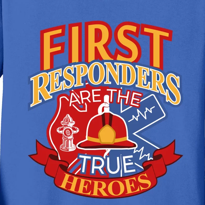 Firefighter Proud Gift Design First Responders Hero Gift Kids Long Sleeve Shirt