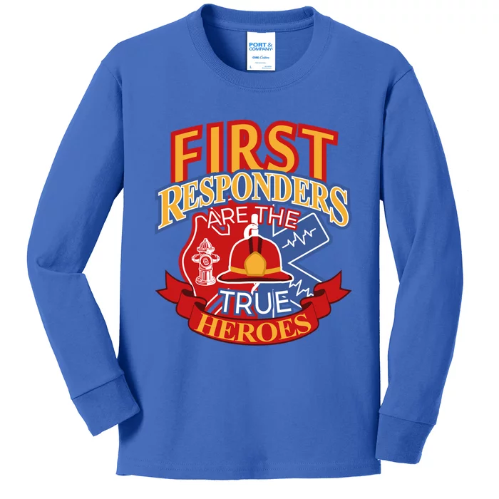 Firefighter Proud Gift Design First Responders Hero Gift Kids Long Sleeve Shirt