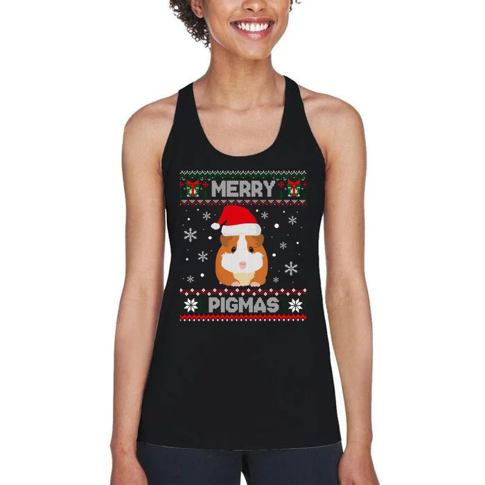 Funny Pigmas Guinea Pig Ugly Christmas Women's Racerback Tank