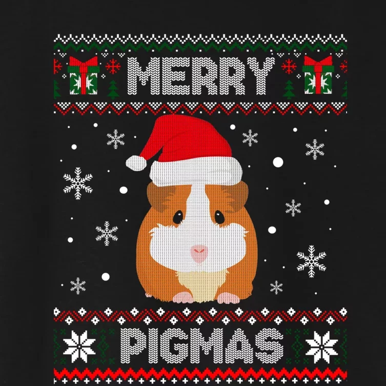 Funny Pigmas Guinea Pig Ugly Christmas Women's Crop Top Tee