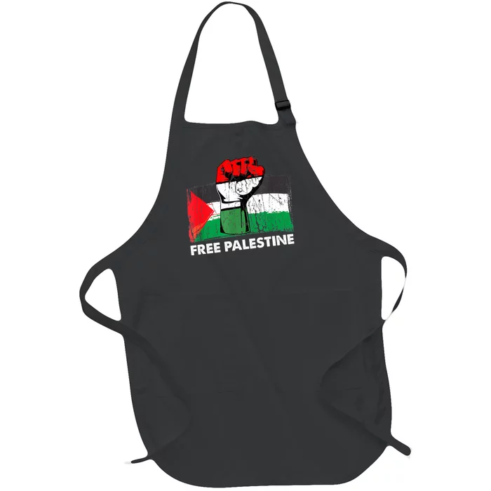 Free Palestine Gaza Palestinian Flag Full-Length Apron With Pocket