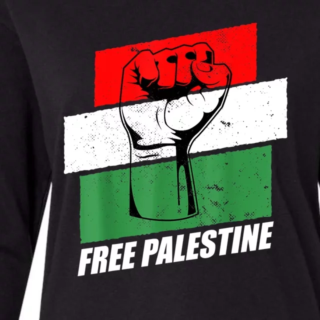 Free Palestine Gaza Palestinian Flag Womens Cotton Relaxed Long Sleeve T-Shirt